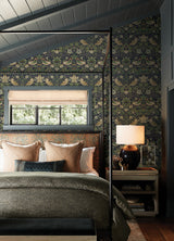 Strawberry Thief Ink Blue by WallPops Morris and Co. Botanical Birds Peel and Stick Traditional Fully Removable Vinyl Wallpaper - MCS6615