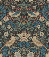Strawberry Thief Charcoal Peel and Stick Wallpaper by WallPops x Morris and Co. - MCS6617