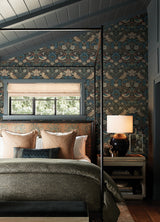 Strawberry Thief Charcoal by WallPops x Morris & Co. Traditional Botanical Bird and Floral Peel and Stick Wallpaper - MCS6617
