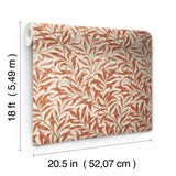 Willow Boughs Carmine by WallPops x Morris and Co Traditional Botanical Curving Willow Leaf Peel and Stick NuWallpaper - MCS6618