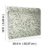 Willow Boughs Bayleaf by WallPops Morris and Co Traditional Botanical Fluid Curving Willow Leaf Peel and Stick Wallpaper - MCS6619