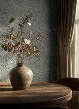 Willow Boughs Bayleaf by WallPops Morris and Co Traditional Botanical Fluid Curving Willow Leaf Peel and Stick Wallpaper - MCS6619