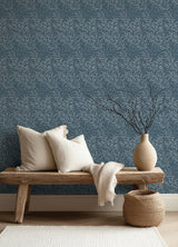 Willow Boughs Ink Blue by WallPops Morris and Co. Traditional Botanical Curving Willow Leaf Fully Removable Peel and Stick Wallpaper - MCS6620