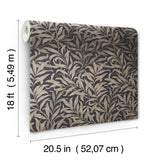 Willow Boughs Charcoal Peel and Stick NuWallpaper by WallPops x Morris & Co Classic Botanical Willow Leaf Traditional Pattern - MCS6621