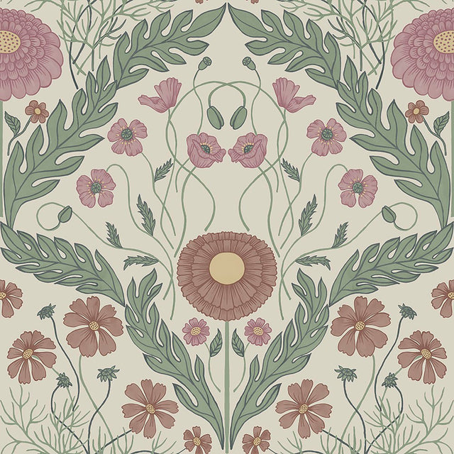 Marguerite Multicolor Damask Wallpaper