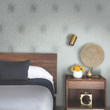 Petite Leaves Spa & Silver Wallpaper with Metallic Botanical Leaf Motif - York MD7101