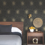 Petite Leaves Black & Gold Metallic Botanical Wallpaper - York MD7102