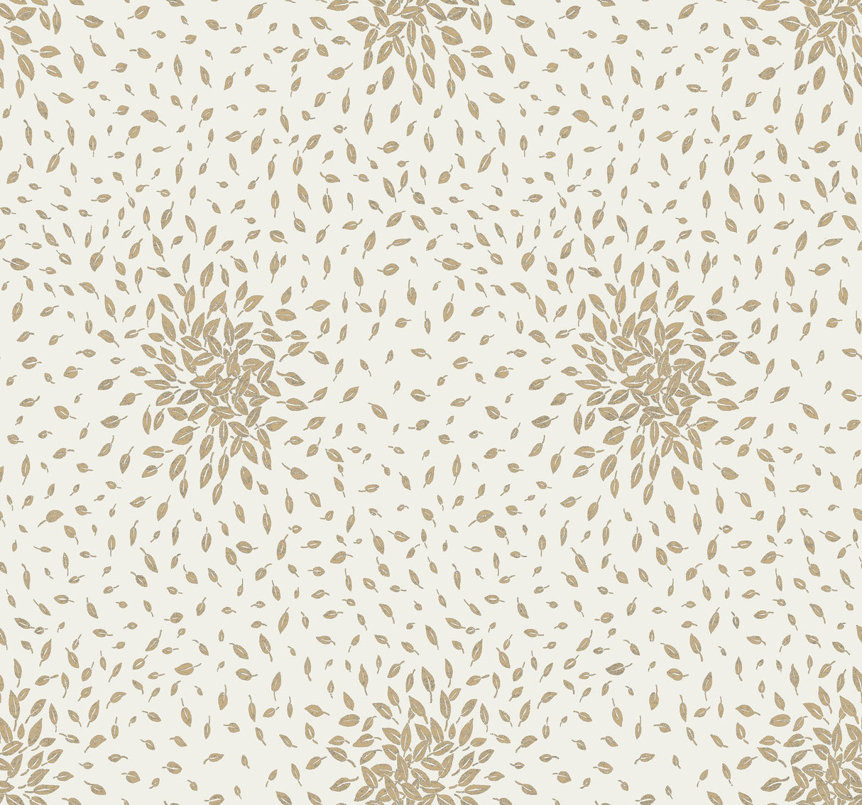 Petite Leaves Cream & Gold Wallpaper with Metallic Botanical Leaf Motif - York MD7103