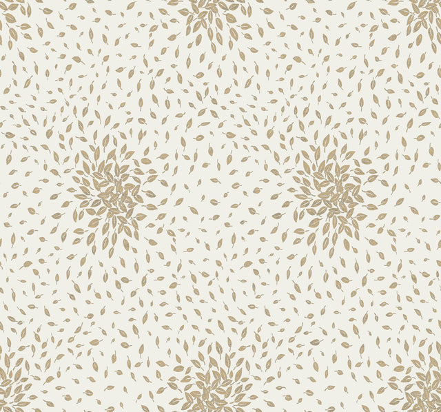 Petite Leaves Cream & Gold Wallpaper with Metallic Botanical Leaf Motif - York MD7103