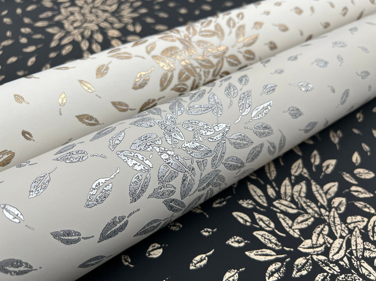 Petite Leaves Cream & Gold Wallpaper with Metallic Botanical Leaf Motif - York MD7103
