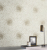 Petite Leaves Cream & Gold Wallpaper with Metallic Botanical Leaf Motif - York MD7103