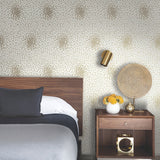 Petite Leaves Cream & Gold Wallpaper with Metallic Botanical Leaf Motif - York MD7103