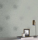 Petite Leaves Eucalyptus & Silver Wallpaper with Metallic Botanical Motif - York MD7104