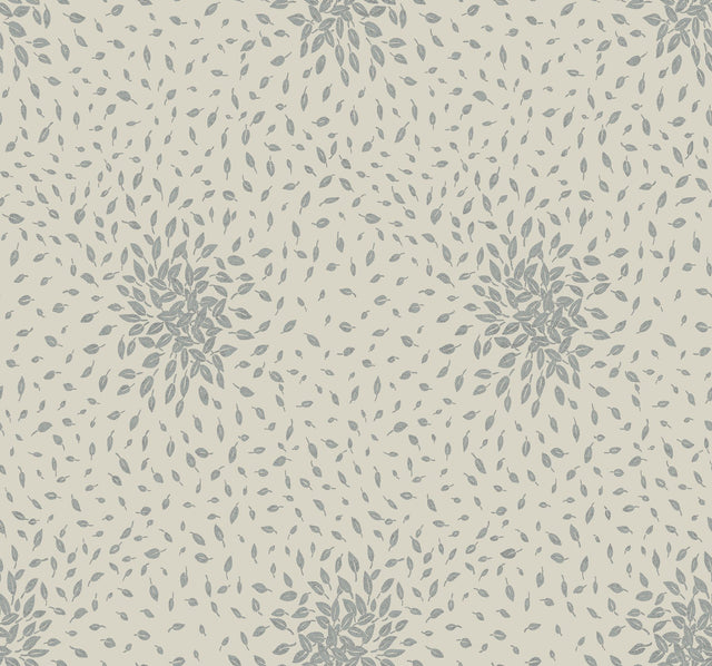 Petite Leaves Beige & Silver Wallpaper with Metallic Botanical Leaf Motif - York MD7105