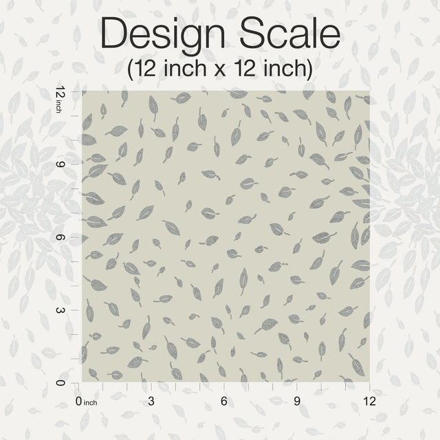 Petite Leaves Beige & Silver Wallpaper with Metallic Botanical Leaf Motif - York MD7105