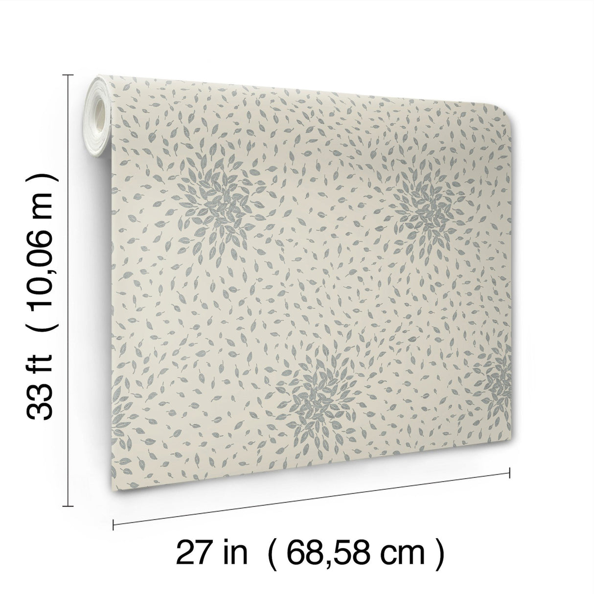 Petite Leaves Beige & Silver Wallpaper with Metallic Botanical Leaf Motif - York MD7105