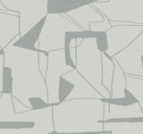 Abstract Geo Fog & Silver Wallpaper with Metallic Geometric Pattern - York MD7111