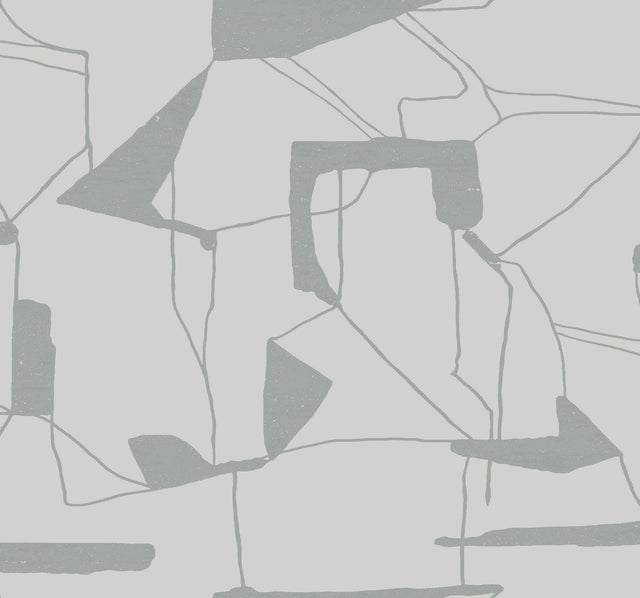 Abstract Geo Fog & Silver Wallpaper with Metallic Geometric Pattern - York MD7111