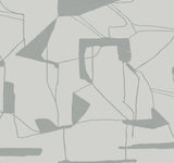 Abstract Geo Fog & Silver Wallpaper with Metallic Geometric Pattern - York MD7111SAM