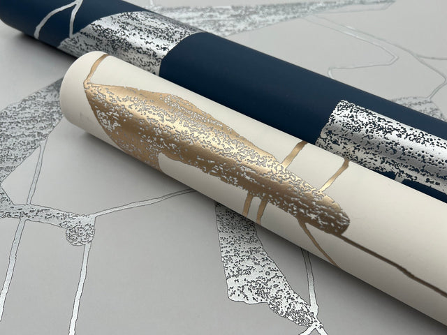 Abstract Geo Fog & Silver Wallpaper with Metallic Geometric Pattern - York MD7111