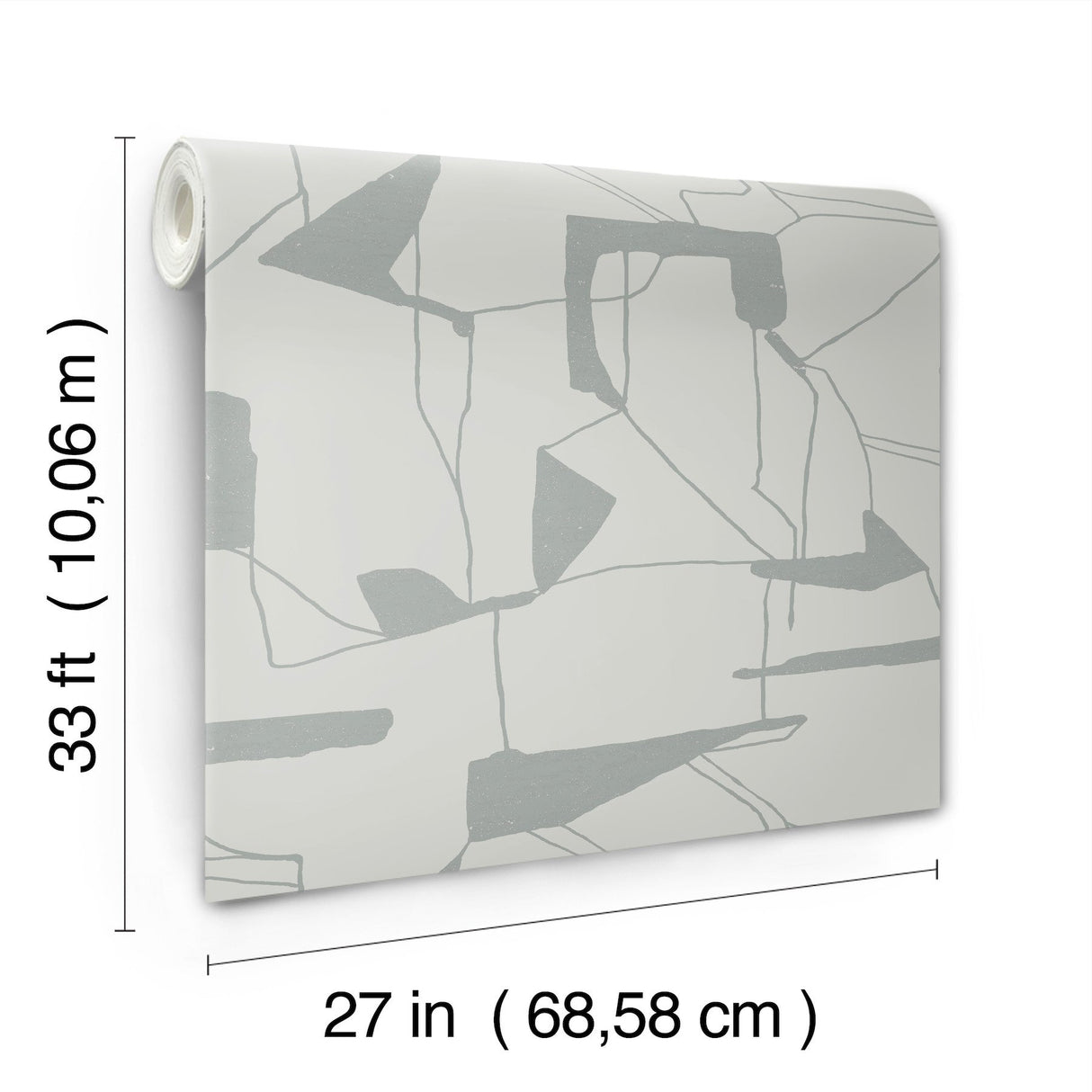 Abstract Geo Fog & Silver Wallpaper with Metallic Geometric Pattern - York MD7111