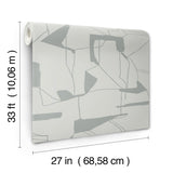 Abstract Geo Fog & Silver Wallpaper with Metallic Geometric Pattern - York MD7111