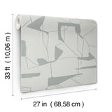 Abstract Geo Fog & Silver Wallpaper with Metallic Geometric Pattern - York MD7111SAM