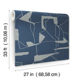 Abstract Geo Navy & Silver Metallic Geometric Wallpaper - York MD7112