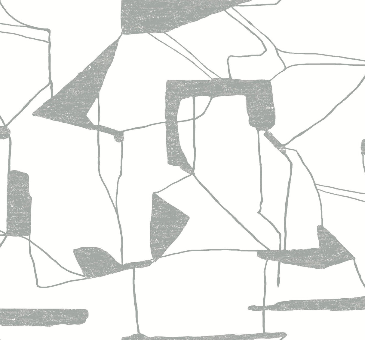 Abstract Geo White & Silver Wallpaper with Metallic Geometric Pattern - York MD7114