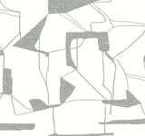 Abstract Geo White & Silver Wallpaper with Metallic Geometric Pattern - York MD7114