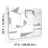 Abstract Geo White & Silver Wallpaper with Metallic Geometric Pattern - York MD7114