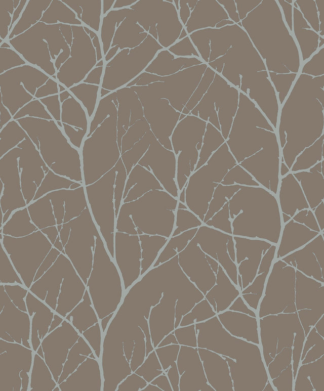 Trees Silhouette Mocha & Silver Metallic Wallpaper - York MD7121
