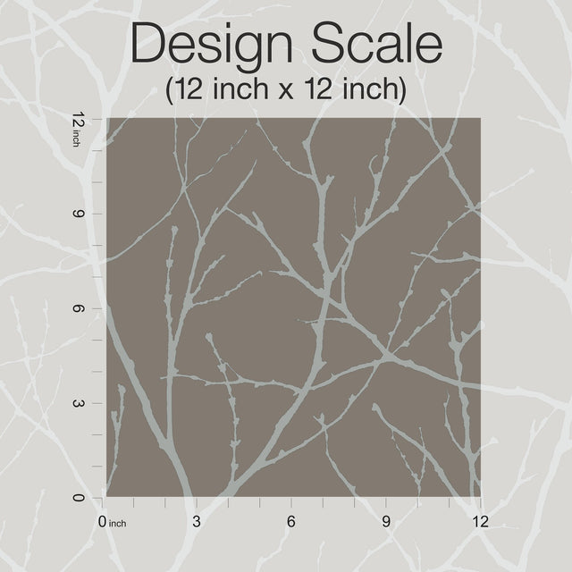Trees Silhouette Mocha & Silver Metallic Wallpaper - York MD7121