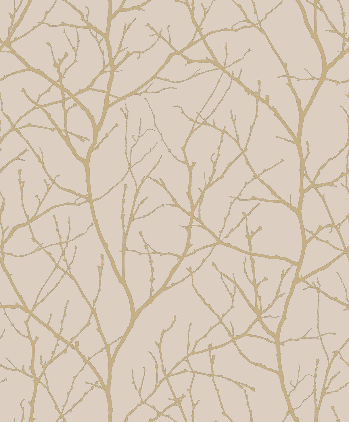 Trees Silhouette Beige & Gold Wallpaper with Metallic Branch Pattern, Modern Style - York MD7122