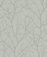 Trees Silhouette Eucalyptus & Silver Metallic Botanical Non Woven Wallpaper - York MD7124