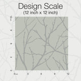 Trees Silhouette Eucalyptus & Silver Metallic Botanical Non Woven Wallpaper - York MD7124