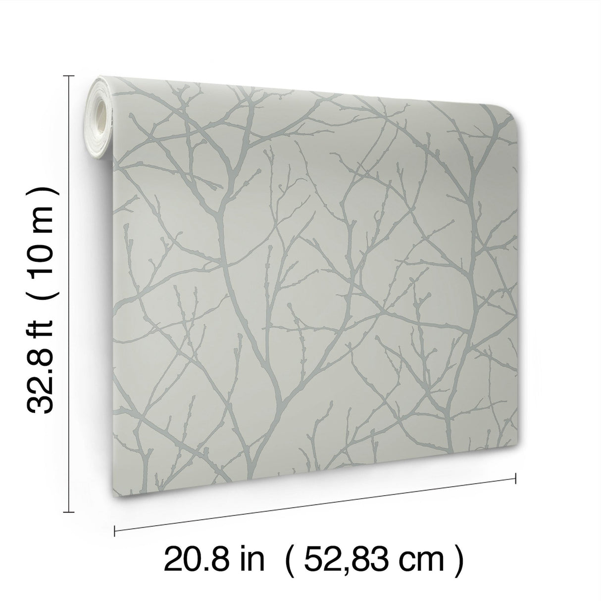 Trees Silhouette Eucalyptus & Silver Metallic Botanical Non Woven Wallpaper - York MD7124