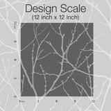 Trees Silhouette Charcoal & Silver Wallpaper with Metallic Botanical Branch Pattern - York MD7125