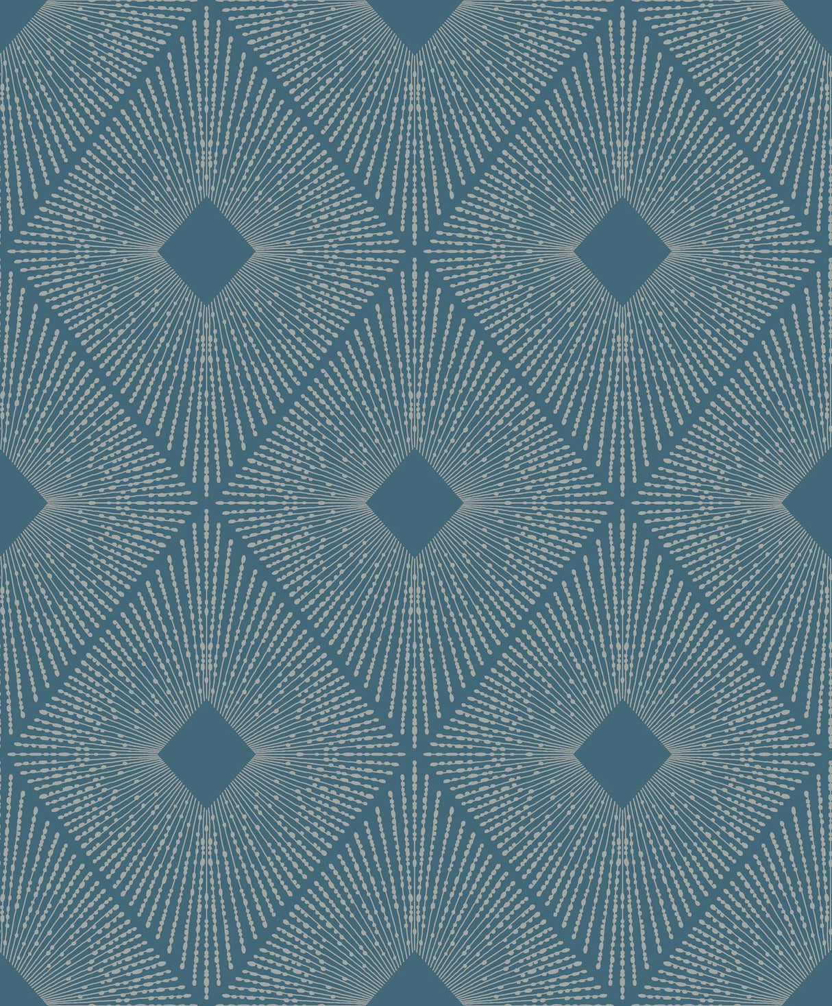 Harlowe Blue & Silver Geometric Metallic Wallpaper - York MD7131