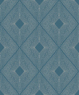 Harlowe Blue & Silver Geometric Metallic Wallpaper - York MD7131