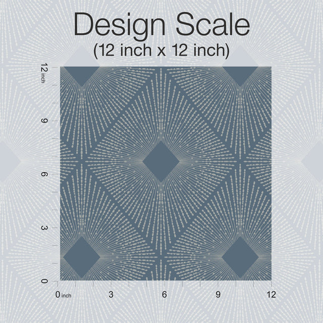 Harlowe Blue & Silver Geometric Metallic Wallpaper - York MD7131