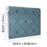 Harlowe Blue & Silver Geometric Metallic Wallpaper - York MD7131