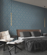 Harlowe Blue & Silver Geometric Metallic Wallpaper - York MD7131