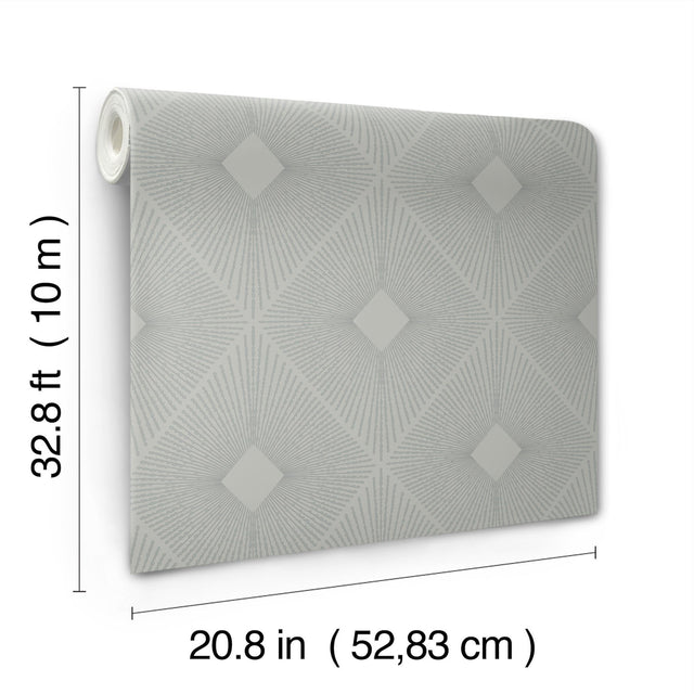 Harlowe Light Grey & Silver Geometric Metallic Non Woven Wallpaper - York MD7132