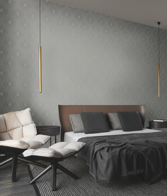 Harlowe Light Grey & Silver Geometric Metallic Non Woven Wallpaper - York MD7132