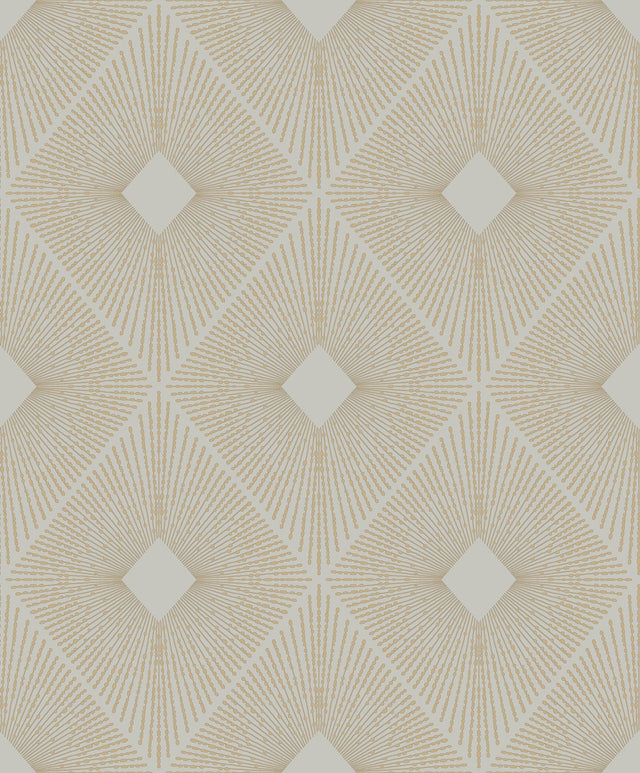 Harlowe Warm Grey & Gold Geometric Metallic Wallpaper - York MD7133