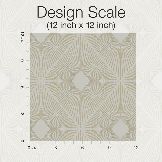 Harlowe Warm Grey & Gold Geometric Metallic Wallpaper - York MD7133