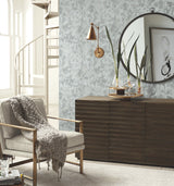 Shimmering Foliage Spa & Silver Wallpaper with Metallic Botanical Tree Motif - York MD7142