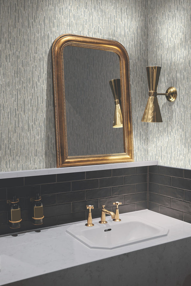 Metallic Cascade Cream & Silver Textured Metallic Wallpaper - York MD7151
