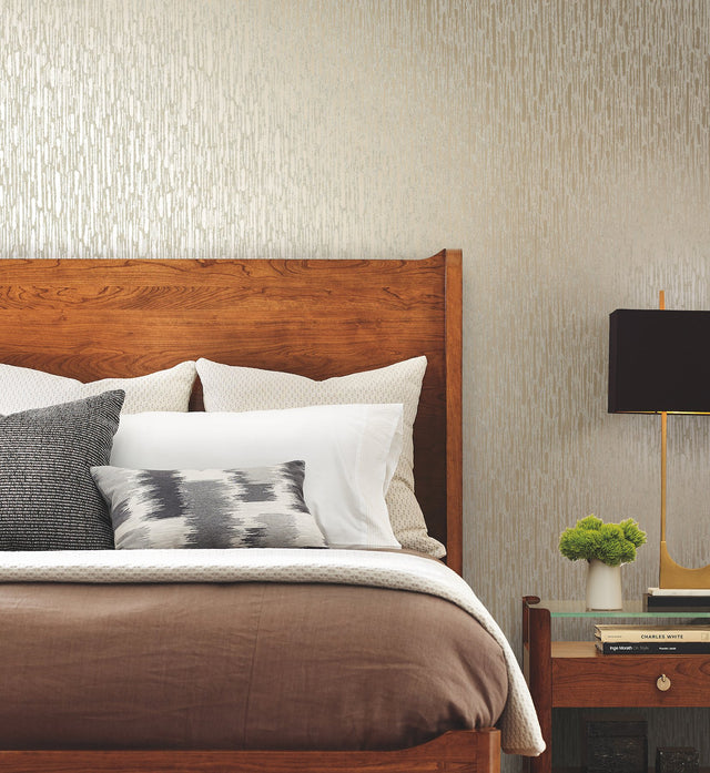 Metallic Cascade Neutrals & Gold Wallpaper with Metallic Textured Brushstroke Pattern - York MD7152